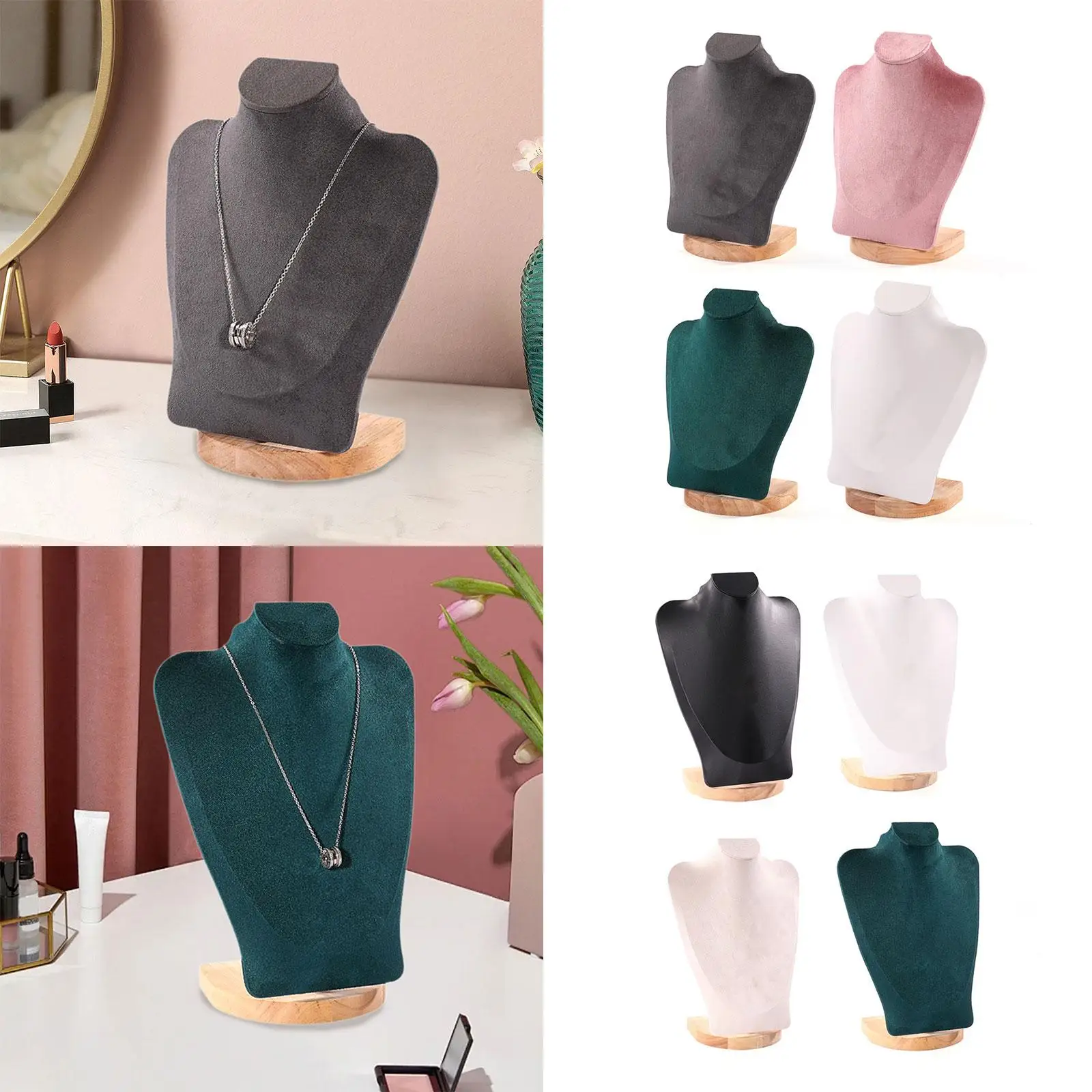 jewelry-necklace-bust-display-wooden-stand-mannequin-organizer-for-pendant-chains-shop-window-counter-use