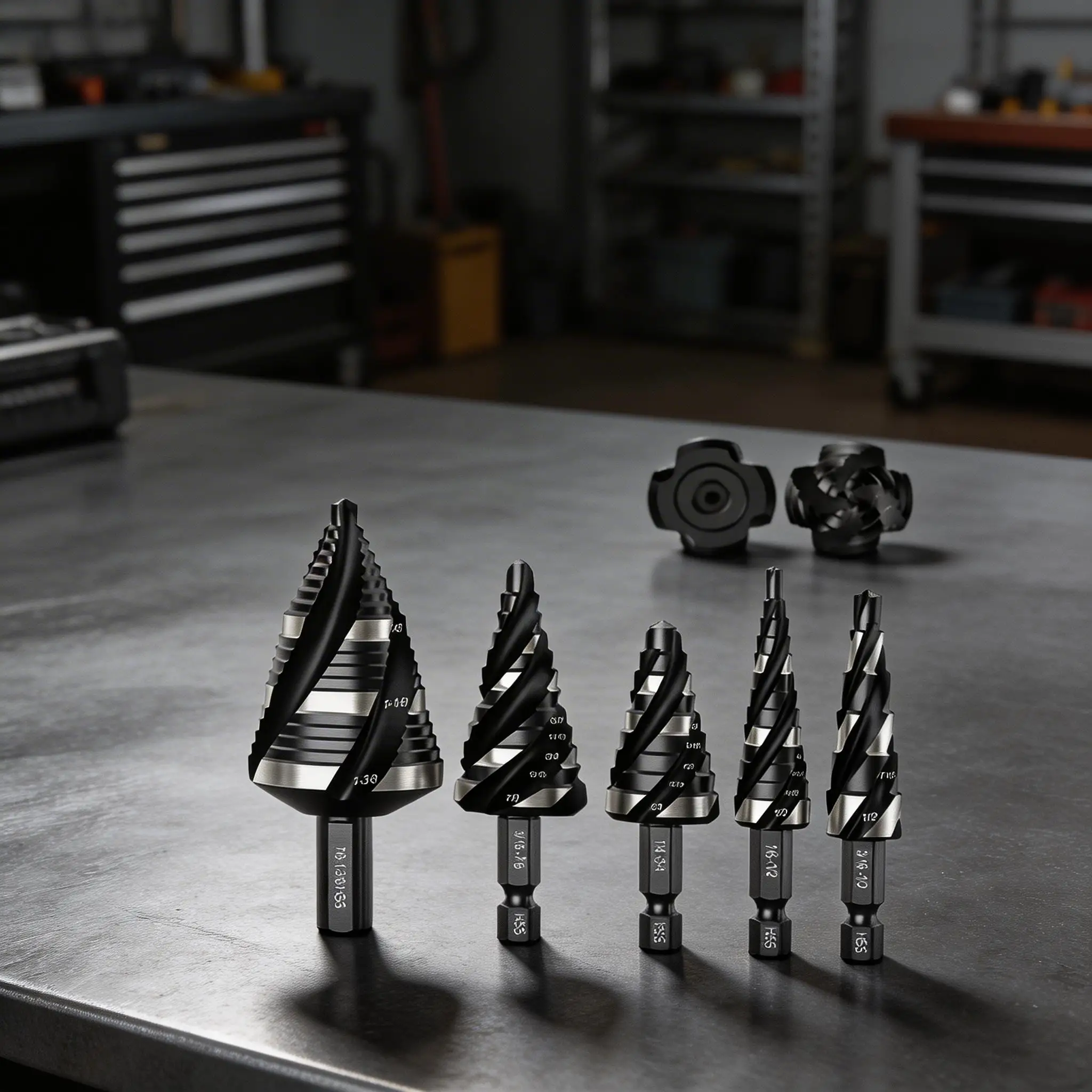 5pcs-step-drill-bit-set-hex-shank-with-automatic-center-punch-for-drilling-for-metal-wood-plastic-aluminum