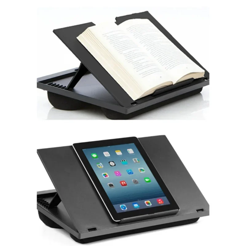 Compact 1 Piece Laptop Stand with 8 Adjustable Angles & Dual Cushions for Laptop Desk, Work Table Lap Writing Black