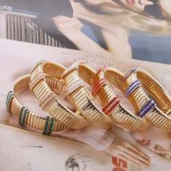 NeeFuWoFu New Open Spring Bracelet Bangle Exaggeration Set Chains Madera Rhinestone Pulseira Estrela de Cinco Open necklacess