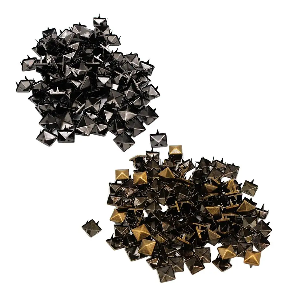 100 set di rivetti quadrati in metallo da 10 mm, orecchini a bottone per lavorazione della pelle, vestiti fai da te