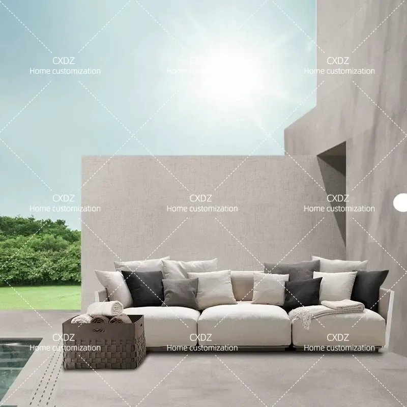 Outdoor Rattan Sofa Set Waterproof Sun Protection Patio Furniture Lazy Chair for Courtyard Terrace Living Room Leisure