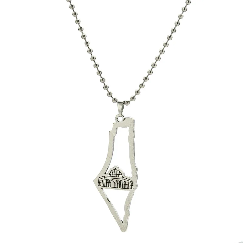 Vintage Jewish Israel Country Map Multicolor Pendant Necklace for Men Women Arabic Choker Chain Amulet Jewelry Gift New