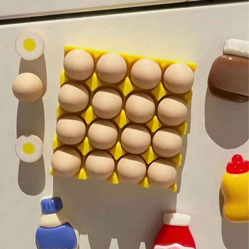 1/2/3/5set Egg Fridge Magnets Set Cute 3D Simulation Egg Tray Fridge Creative Magnet Refrigerator Decoration for Kitchen Decor