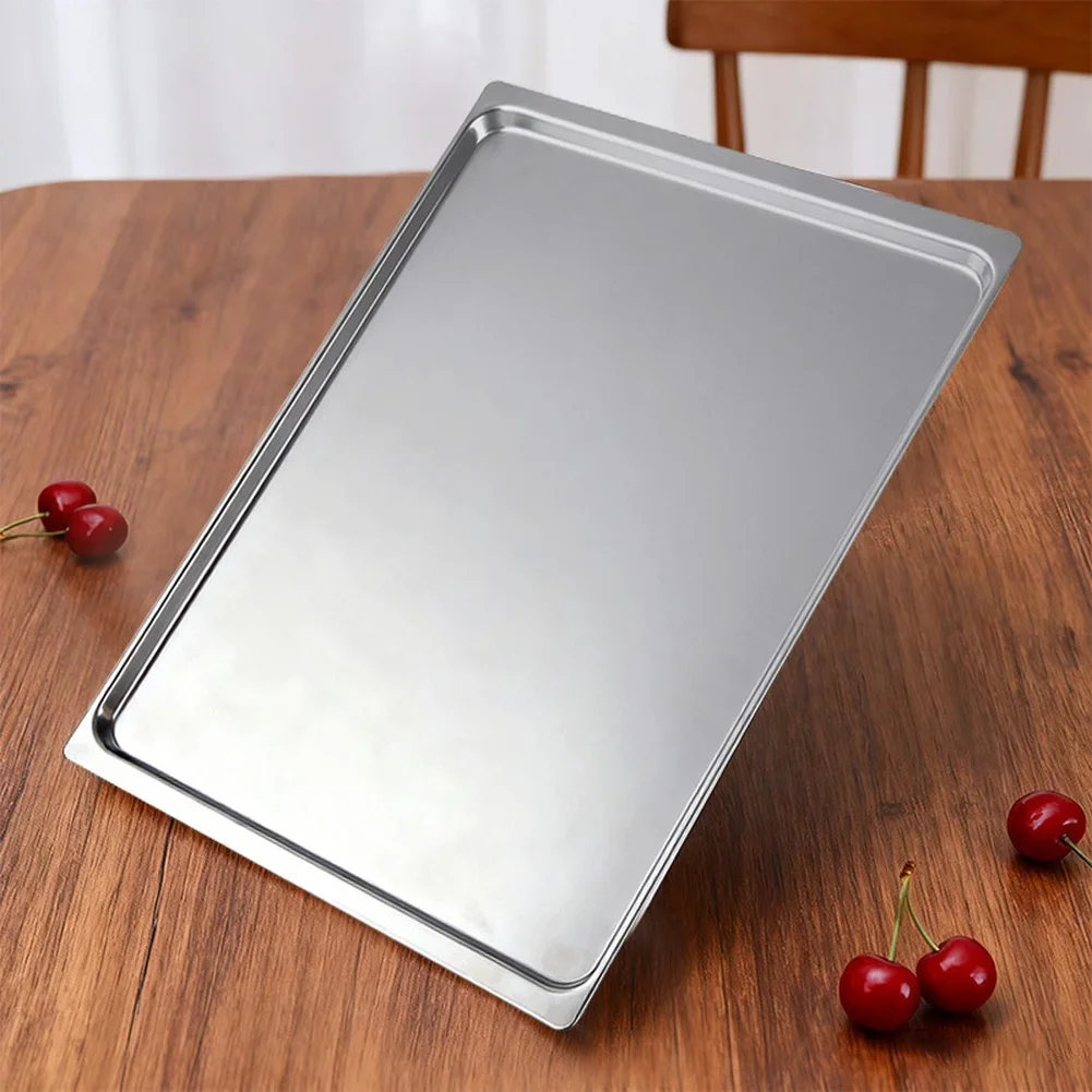 Cookie Tray Oven Pan Baking Cakes Silver Multi Purpose Baking Tray Quick Cleaning Easy Release Design Smooth Edges