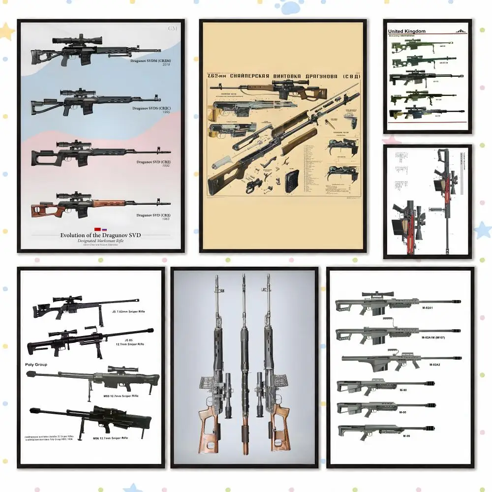 Sniper Rifle Design Poster HD Printed, Self-Adhesive, No Residue on Removal, Dorm & Bedroom Decor，gift