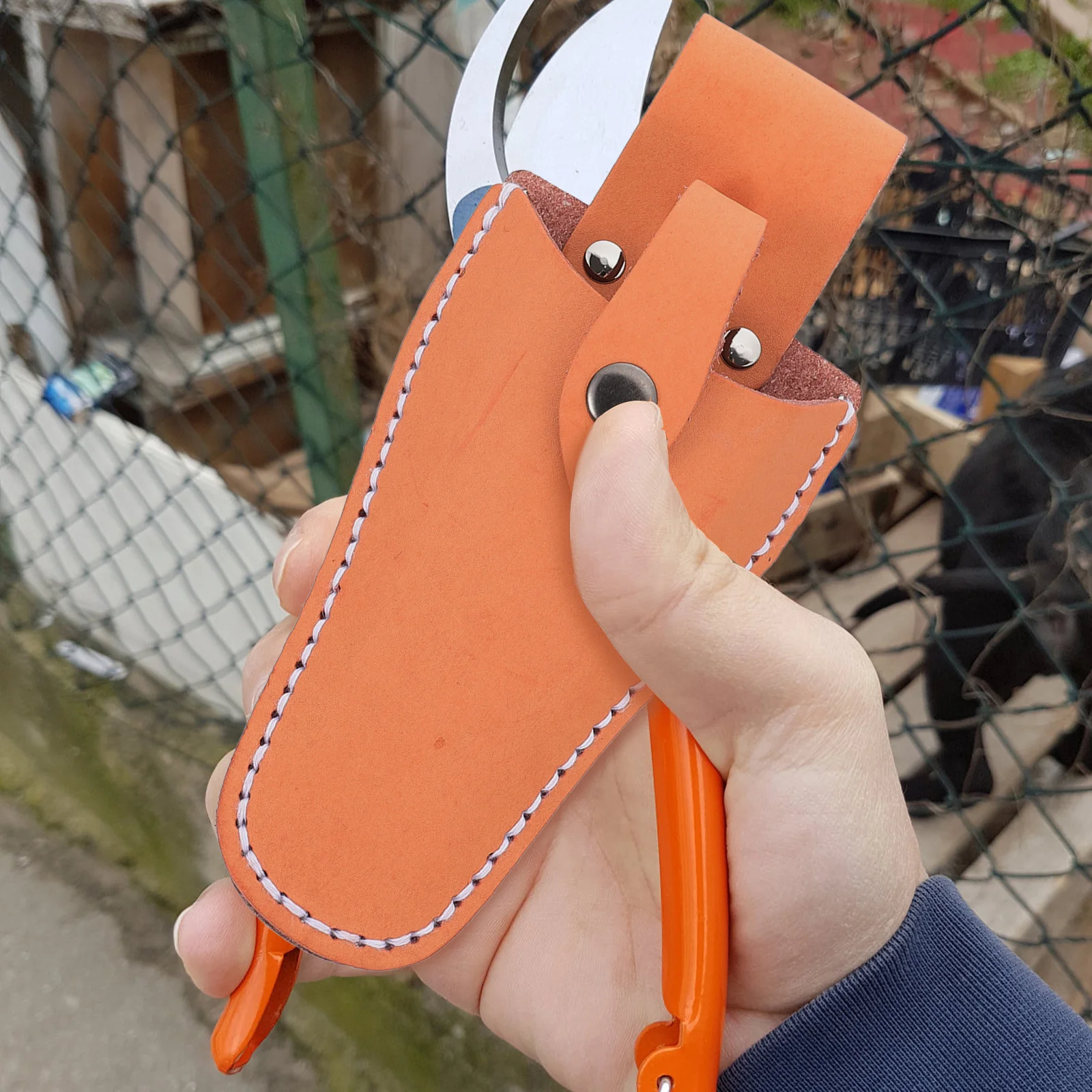 

Gardening Pruning Shear Tool Kit Orange Scissor Pouch Metal Button Fastener Hairdressing Scissors Bags Stylish Cover
