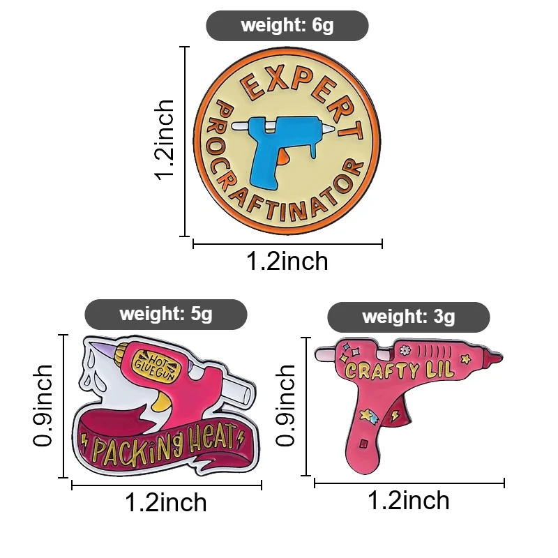Hot Glue Gun Cartoon Enamel Pin Expert Procraftinator Packing Heat Brooch DIY Crafter Handmade Art Badge Jewelry Gift for Friend