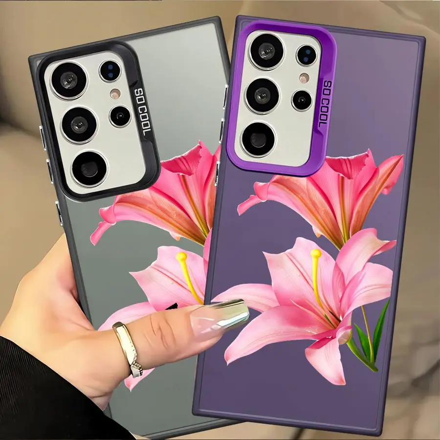 Cherry Flower Print Clear Cool Phone Cover Case for Samsung Galaxy S25 S25Edge S21 S22 S23 S24 FE S23 Ultra Note 20 Ultra S20