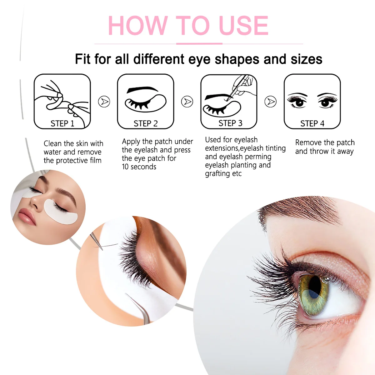 Zestaw do przedłużania rzęs jednorazowe szczoteczki do rzęs różdżki do tuszu do rzęs przepaska na oko aplikator taśma do szczepienia rzęs narzędzie do makijażu