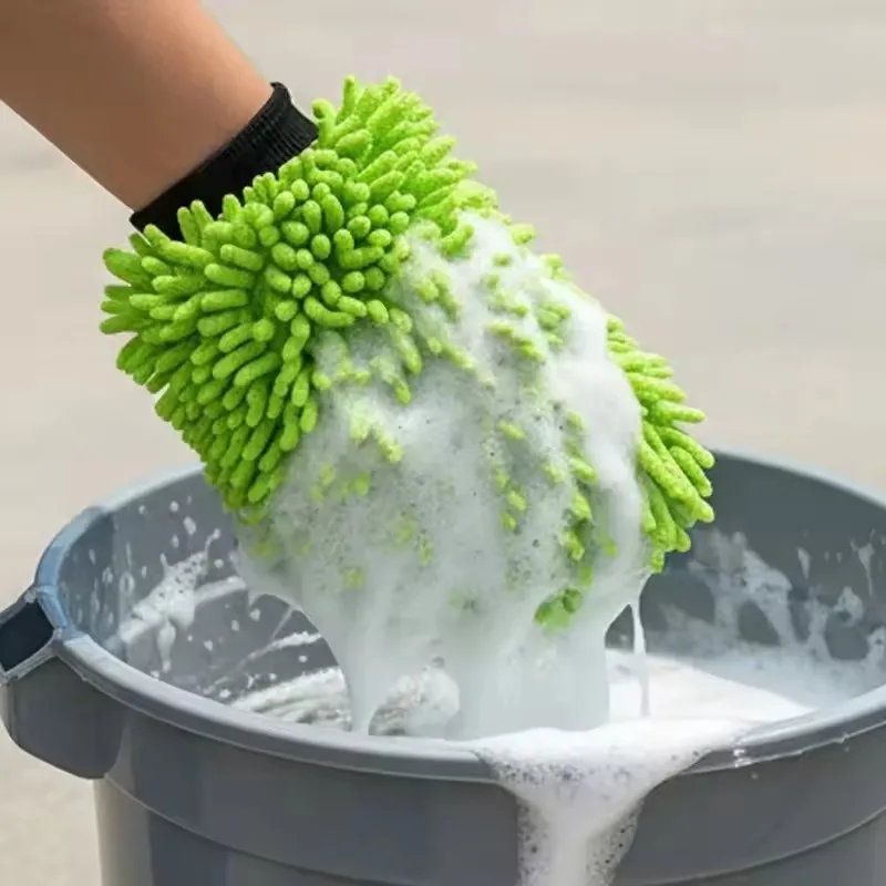 Microfiber Car Wash Gloves, Scratch-Free Lint-Free Mitts for Auto Motorcycle, Absorbent Durable Car Duster, Plush Carpet view 5