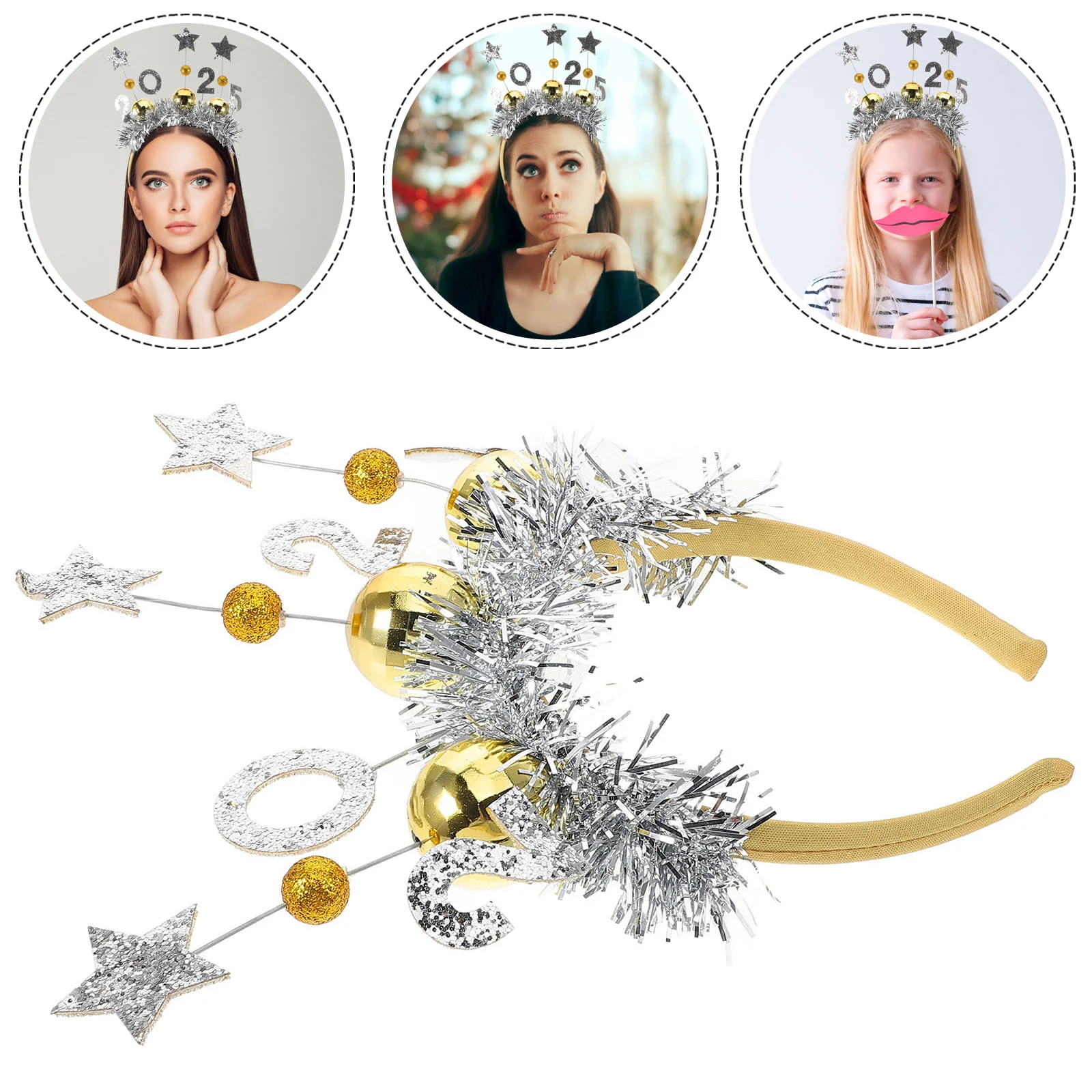 

Christmas Headbands New Year Fireworks Photo Props Happy Supplies Clothing Tiara Years Accessories