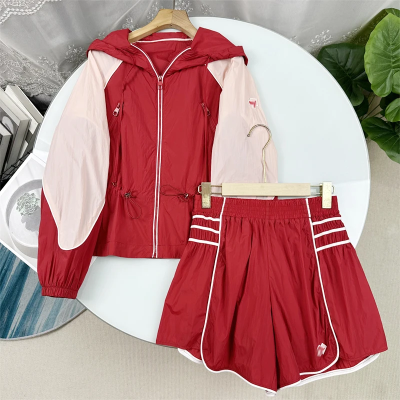 

High Luxury Goddess Set Outdoor Sports Sun Protection Clothes Textured Sensation Waist-Cinching Shorts for Summer 2025