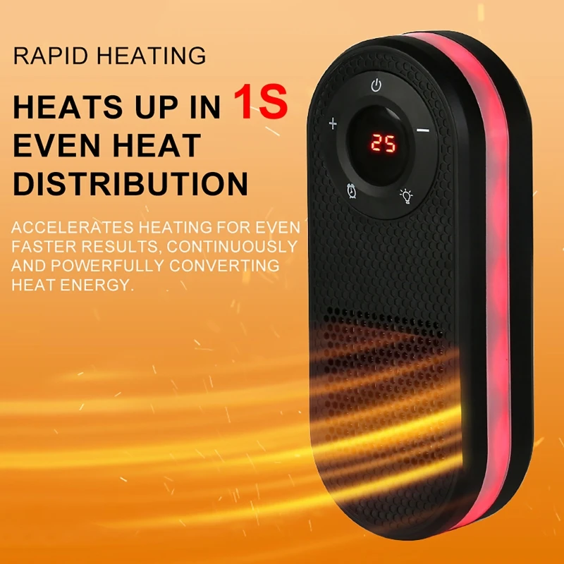 Quiet Desk Warmer with Night Light Small Quick Heat Room Warmer Overheat Protection Household Bathroom Heater for Winter Indoor