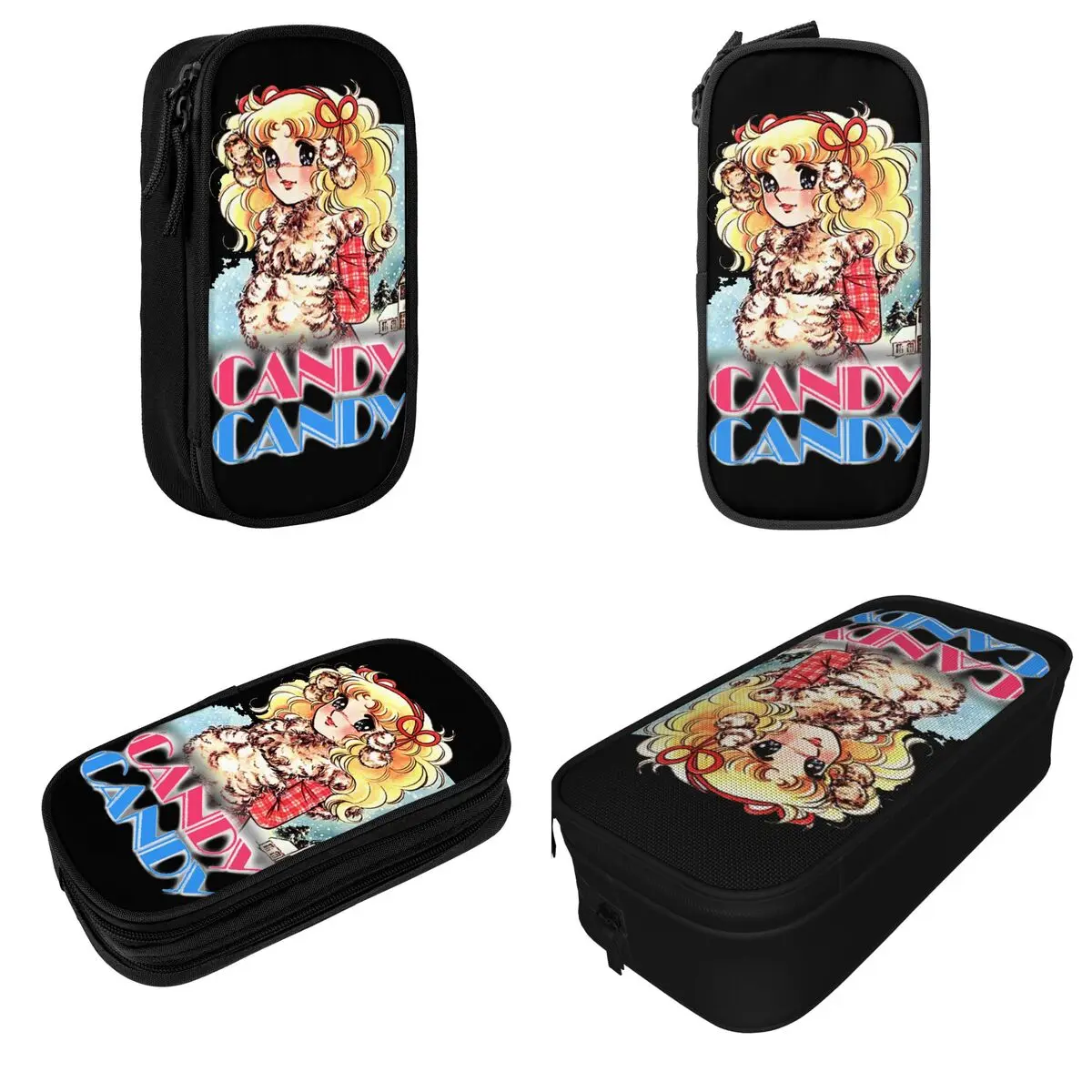 Candy Candy Logo Casos de Lápis Anime, anos 80 Kawaii Manga Pen Bags, Grandes Sacos De Armazenamento para Crianças, Estudantes, Presentes de Escola