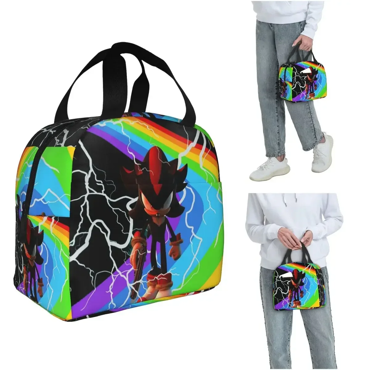 Shadow The Hedgehog Insulated Lunch Bag for Women Kids Portable Food Boxes Thermal Lunch Box Tote