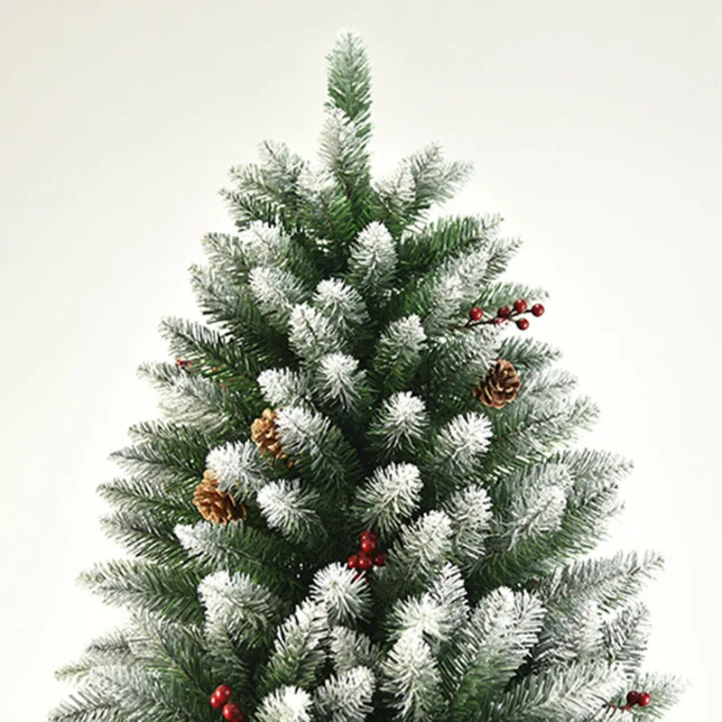 5ft/4ft Artificial Christmas Tree 150cm/120cm Snowy Flocked Xmas Tree with Red Berries Pine Cone Metal Base