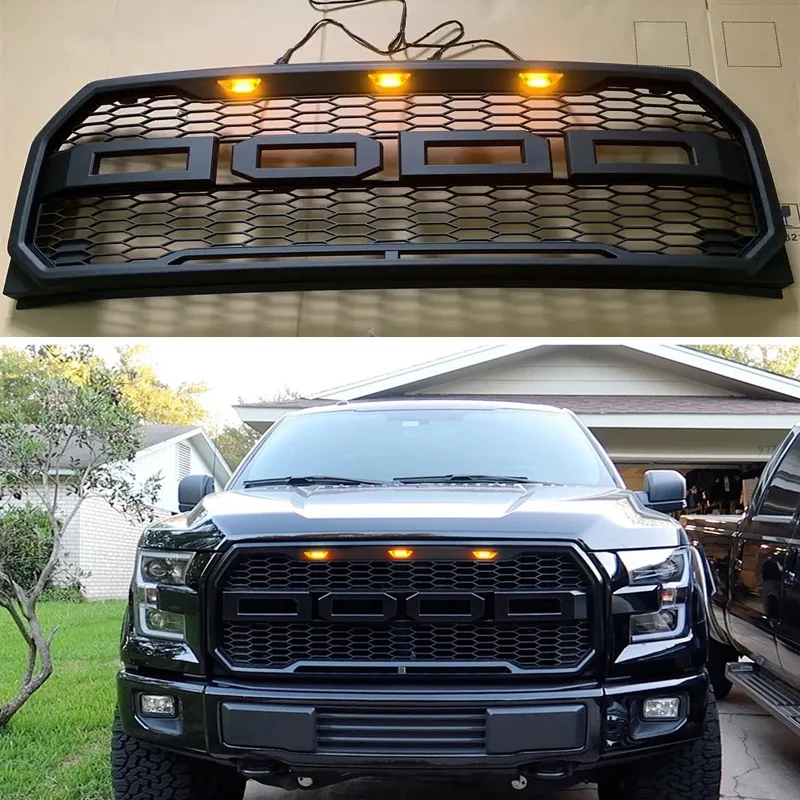 

Modified For Ford F-150 Grill Mesh Raptor Style F150 2015 2016 2017 Front Bumper Upper Racing Grill Grills Front Bumper Grilles