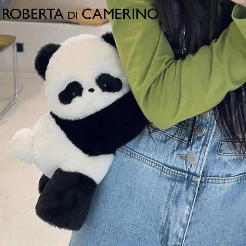 

Robeta Carrying Bamboo Little Panda Lying Down Versatile Bag Cute Plush Bag Panda Backpack Book Backpack Student