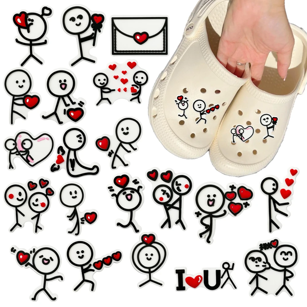 20-50pcs Cartoon Cute Matchstick Man Series PVC Shoe Charms Accessories DIY Detachable Waterproof Party Shoe Decorations Gifts