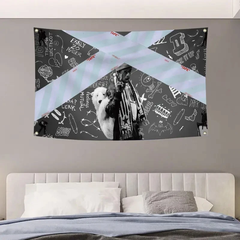 Tapiz de Lil Uzi Vert, Tapiz de Poliéster con Diseño de Rapero de Hip Hop, Decoración Estética para Dormitorio, Decoración para Cuarto de Hombre, Decoración para el Hogar
