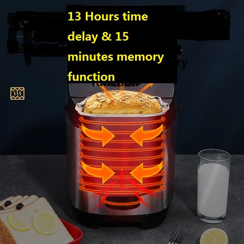 Automatic Bread Maker 13 Hours Delay Bake Timer 19 Programs Bread Making Machine 3 Adjustable Crust Control