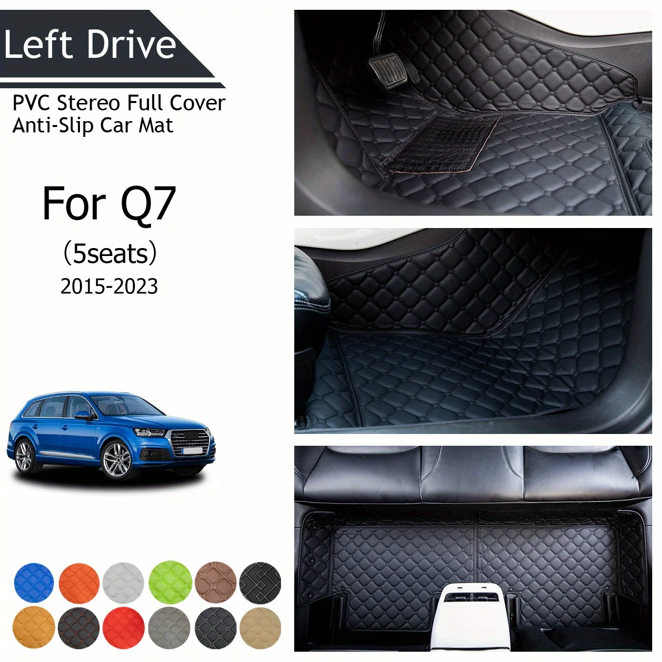 

TEGART 【LHD】For Audi For Q7（5seats） 2015-2023 Three Layer PVC Stereo Full Cover Anti-Slip Car Mat Car Floor Mats Car Accessories