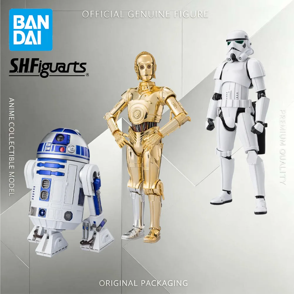 Original Genuine Bandai S.h.figuarts Star Wars Episode 4 A New Hope R2-D2 C-3Po Stormtrooper Figure Anime Action Collectible