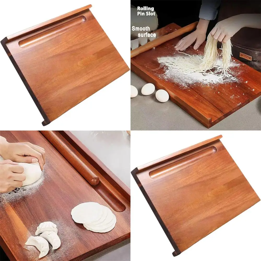 

L-Shaped Wooden Pastry and Cutting Board with Counter Lip, Ideal for Kitchen Enthusiasts (50x35cm)