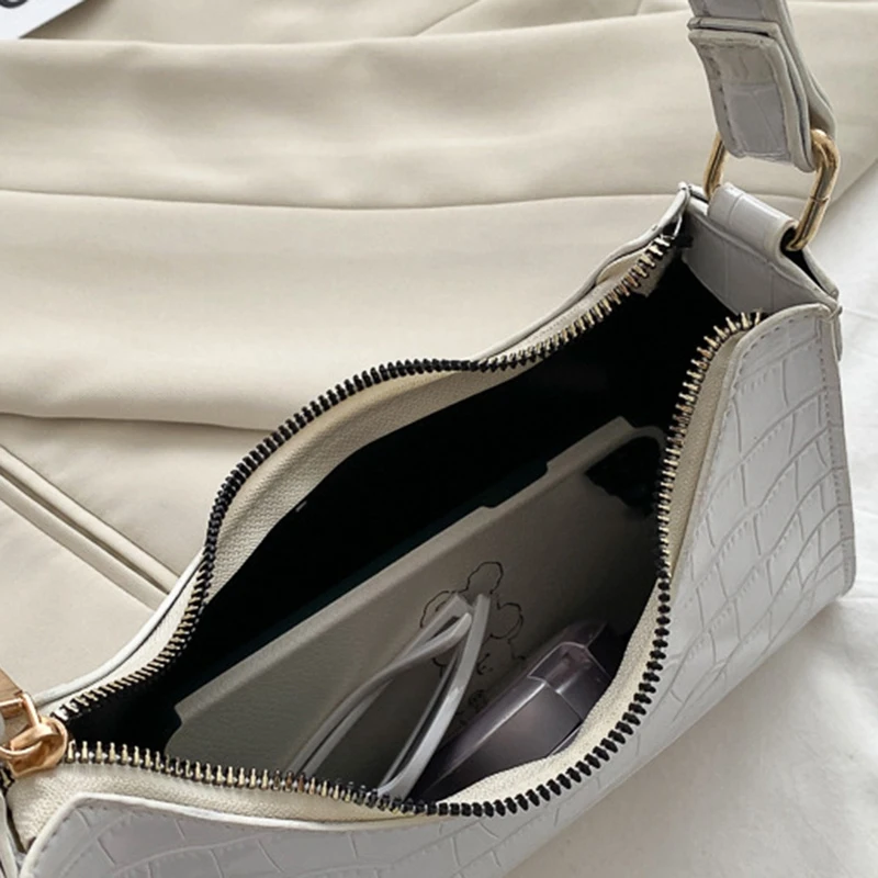 FZFZ 여성용 쇼핑백 여성용 핸드백 어깨 가방 체인 핸드백 겨드랑이 가방 여성 가방 작은 사각형 가방 흰색