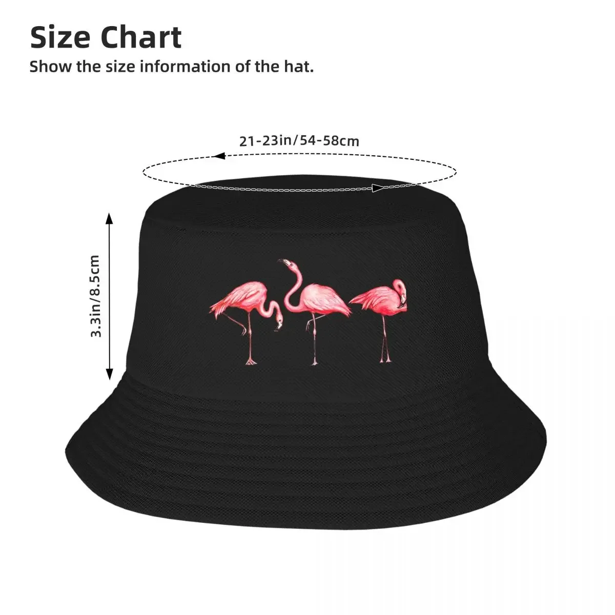 Wzór Flamingo-czarna kapelusze wiadro czapka Panama dzieci Bob kapelusze Hip Hop rybacy letnie czapki Unisex na plażę