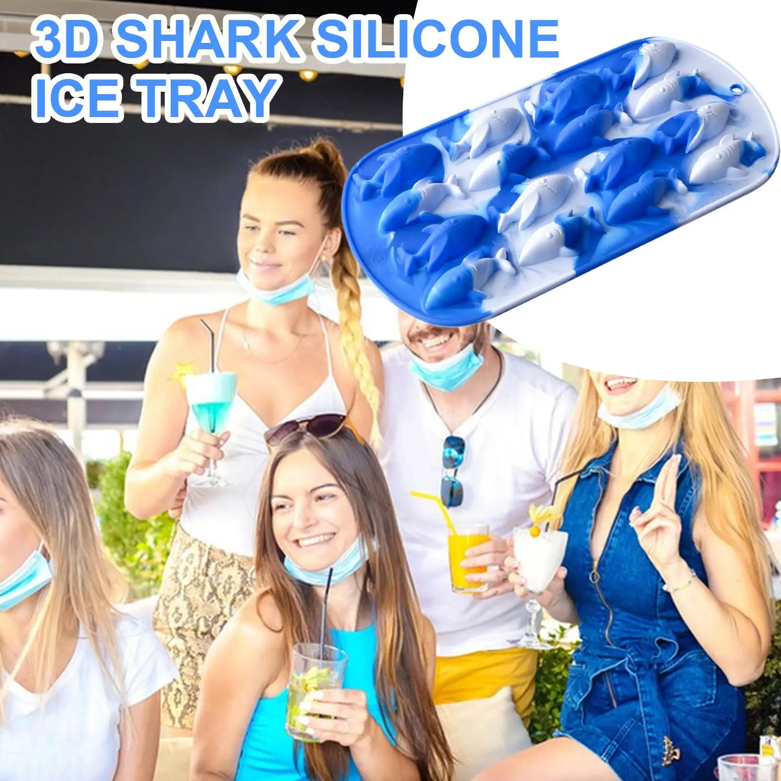 

Ice Molds Silicone 3D Shark Ice Maker Mold Easy Release Mould For Cocktail Whiskey Wine Drinks Fridge Kitchen Cafe Camping