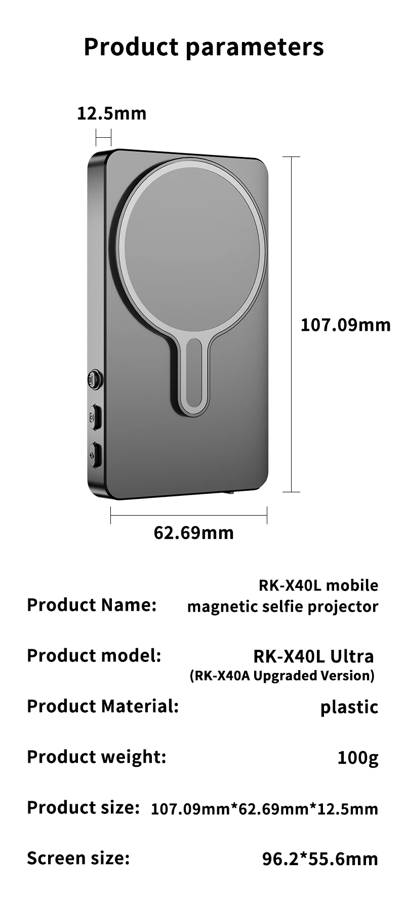 Magnetisches Projektionsgerät für Mobiltelefone, Rückseite - Hochauflösendes Selbstporträt, Drahtlose Projektion Ist Äußerst Bequem – Detail 24
