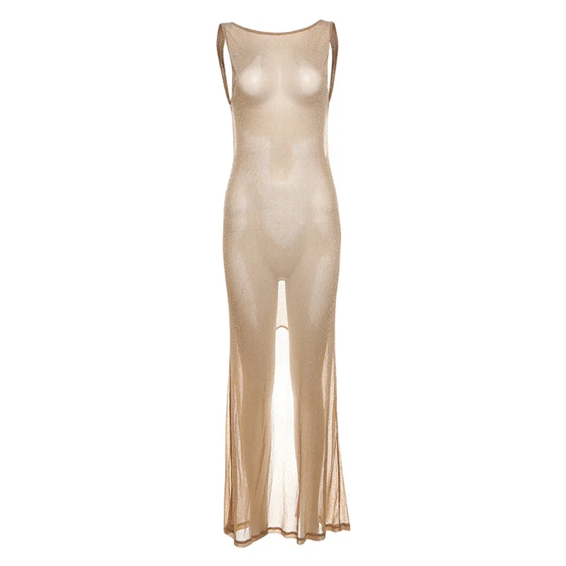 2025 Summer New Women's Clothing Sexy Halter Slim Dress Solid Color Dress Women