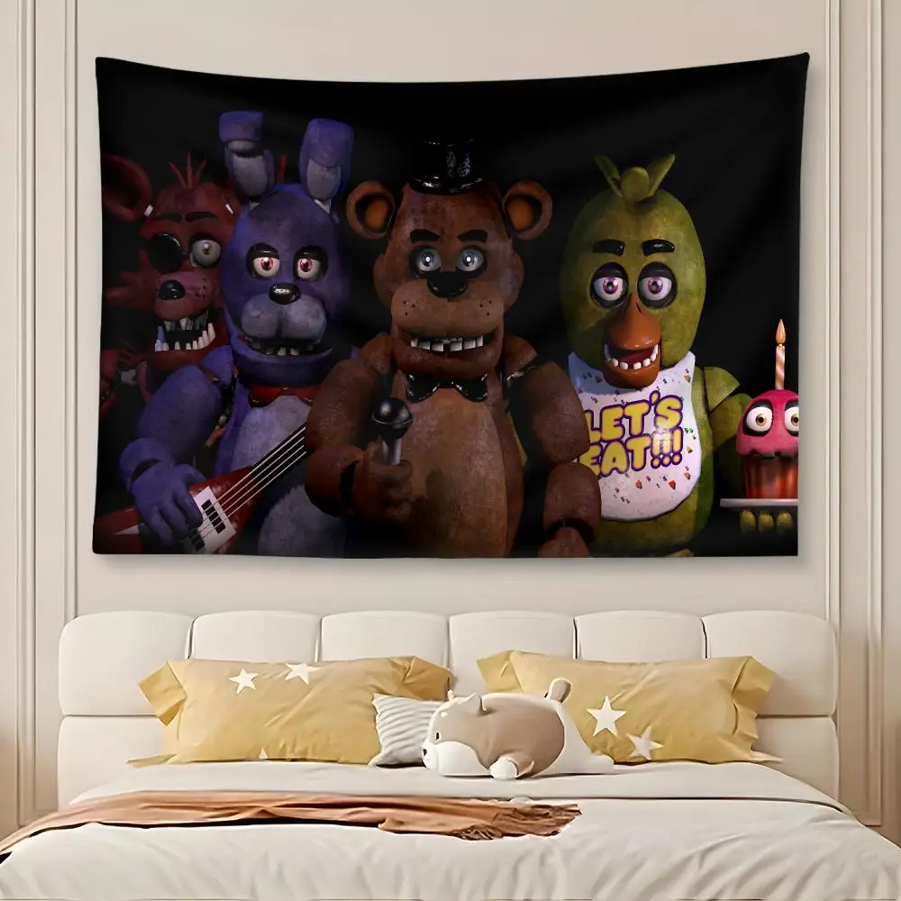 Game F-Five Nights at Freddy's Tapestry Art Decor Banner Microfiber Backdrop for Bedroom Living Room Bar Garden Party