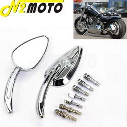 Universal Motorcycle Skull Rear View Mirror 8mm 10mm Bolt Side Mirrors For Harley Dyna Heritage Softail Sportster Custom Cruiser