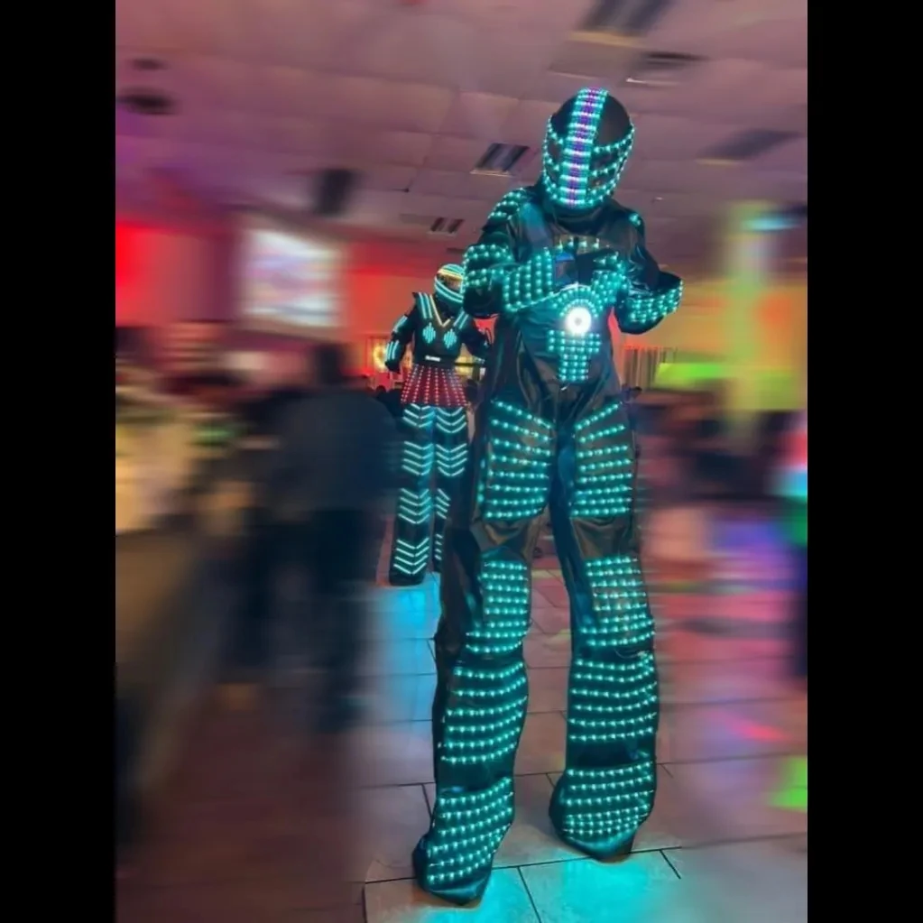 Traje de Robot de salón con casco láser, ropa de fiesta de carnaval, Club nocturno