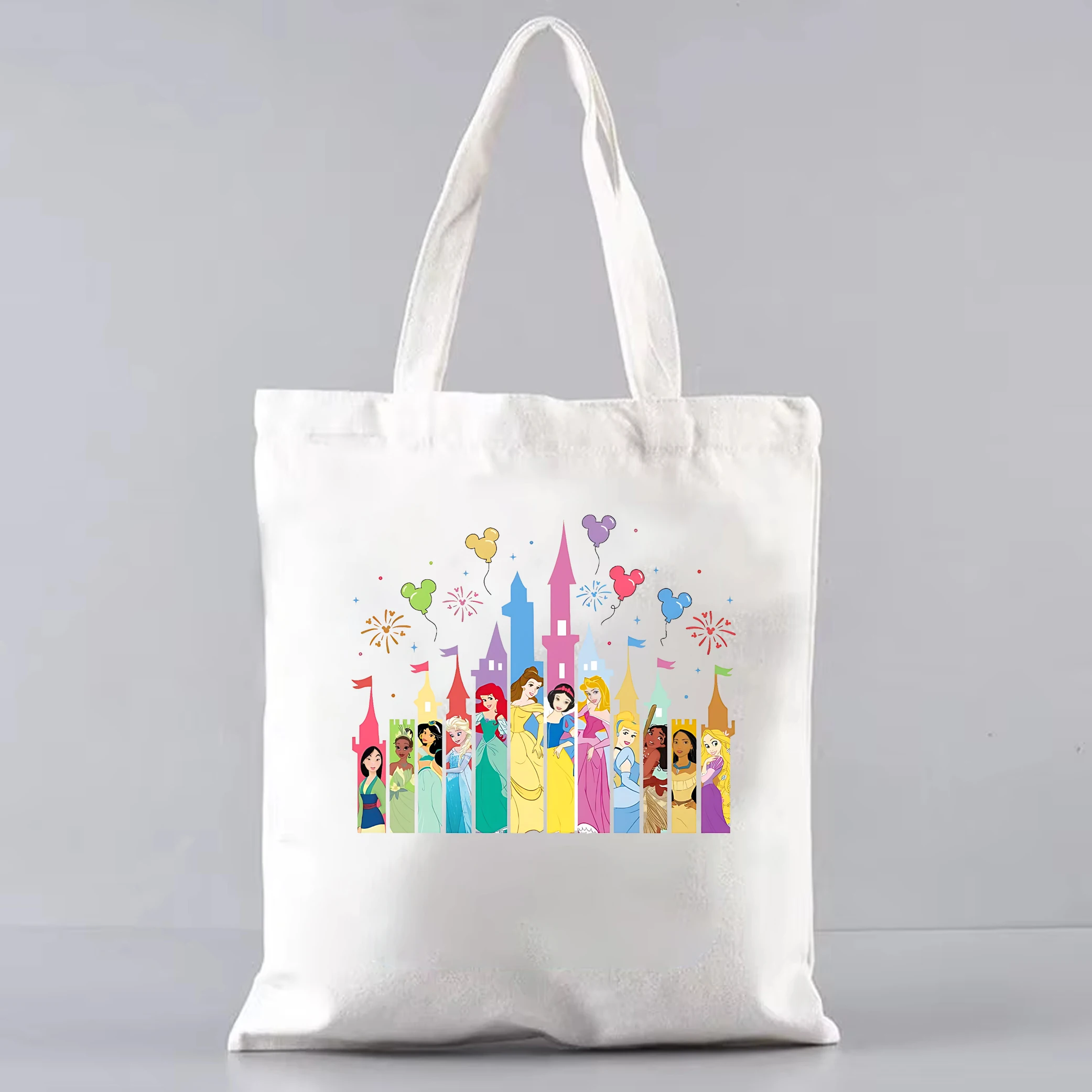 Disney Princess Castle Canvas Bag Disney Vacation Women's Portable Shoulder Bag Princesses Squad tote bag Disney Girl Trip Gift