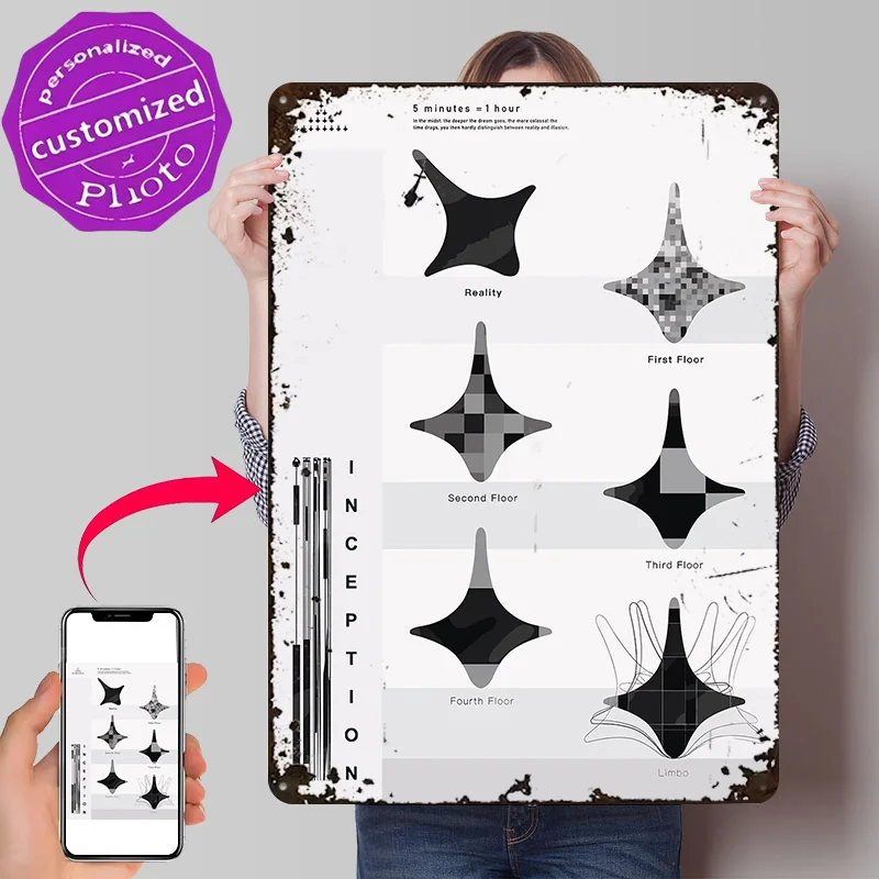 Inception Dream Levels Spinning Top 3D Texture Printed Poster Custom Vintage Metal Tin Plate Sign for Wall Art Room Ornaments