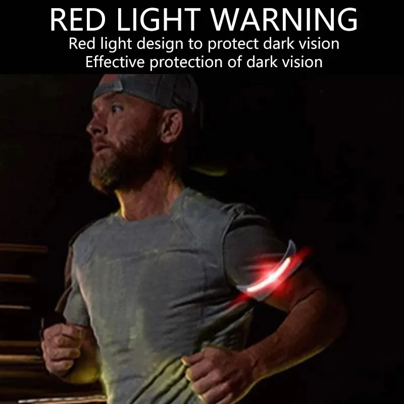 COB LED Armband Light 350mAh 500LM Sport Night Warning Running Arm Leg Wristband Light Type-C USB Rechargeable IPX4 Waterproof