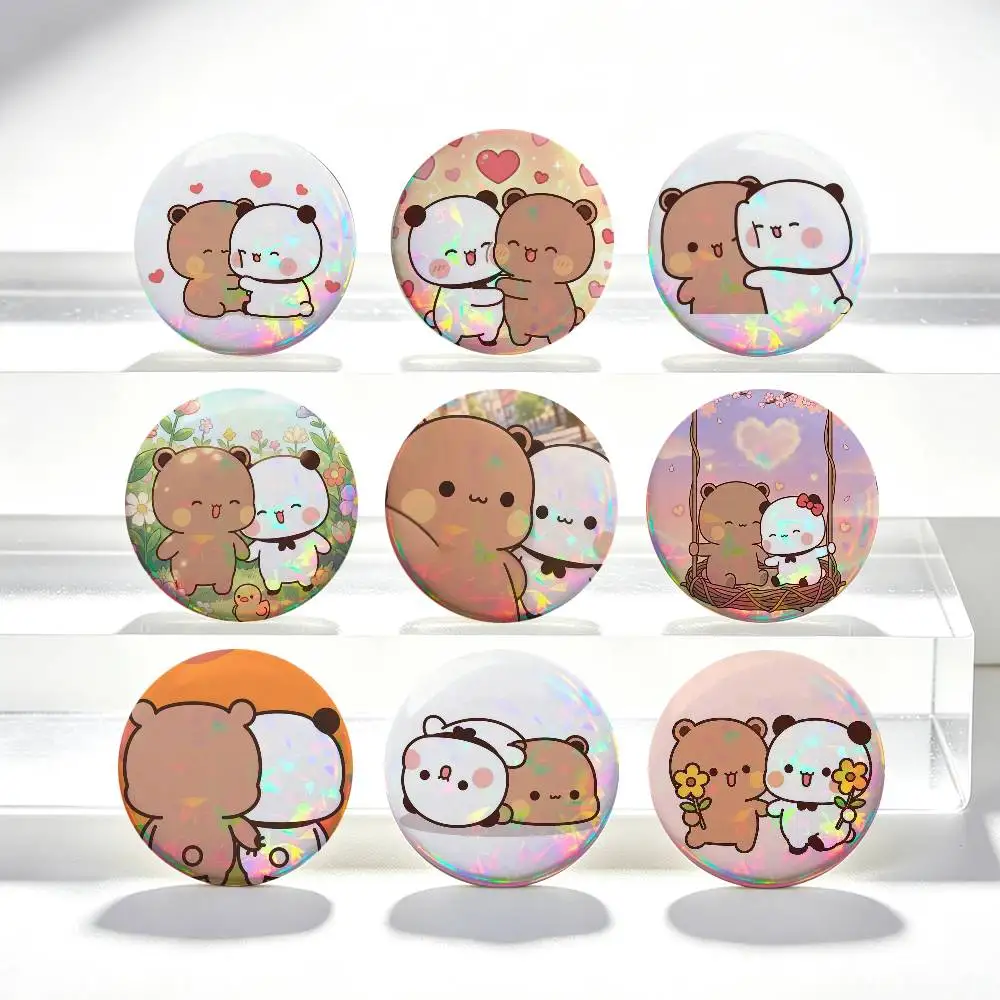 Cute BuBu DuDu Pins Y2K Funny Cartoon Characters Badge Fashion Jewelry Accessories Round Snap-in Brooch on Backpack