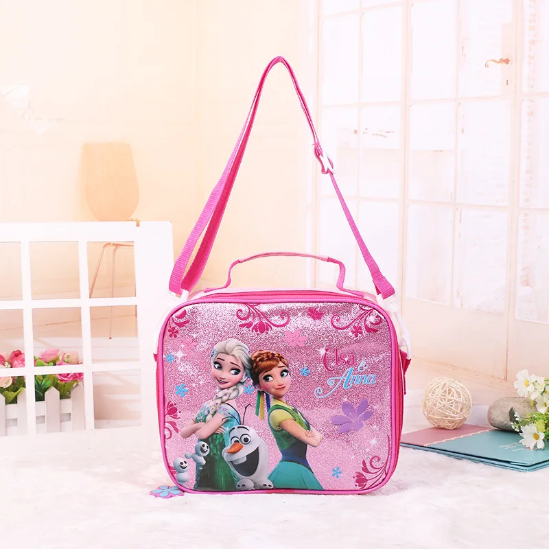 Disney-fiambrera de dibujos animados para niños y niñas, bolsa bonita de Spiderman y frozen, novedad