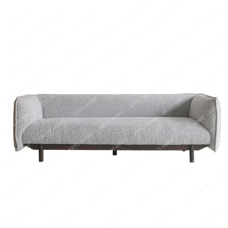 Y Nordic Italian minimalist solid wood fabric sofa living room three-person small apartment Japanese cream style