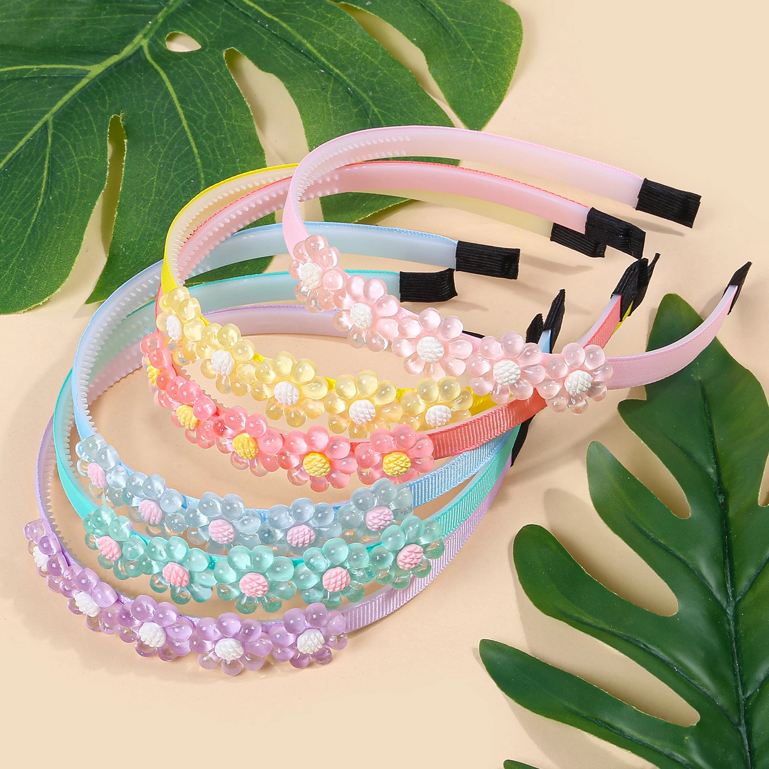 

6pcs Cute Acrylic Flower Headbands For Girls Plastic Teeth Hairbands Floral Headband Children Fashion Party Hair Aceessories