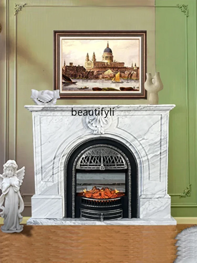 

V cqyNatural Marble Mantelshelf Interior Simple Background Wall Hallway French Stone Curio Cabinet Sculpture