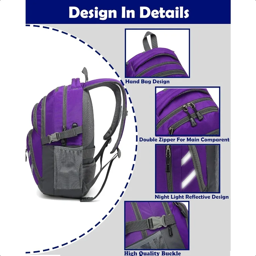 Zaino Bookbag per laptop universitario da viaggio per laptop fino a 15,6 pollici con porta di ricarica USB Regalo antifurto multiscomparto