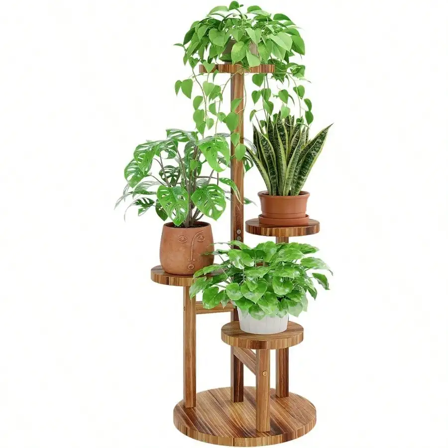 

Stand Indoor Plant Shelf 4 Tier Wood Plant Stand For Multiple Plants Tall Corner Plant Stands For Outdoor Round Flower