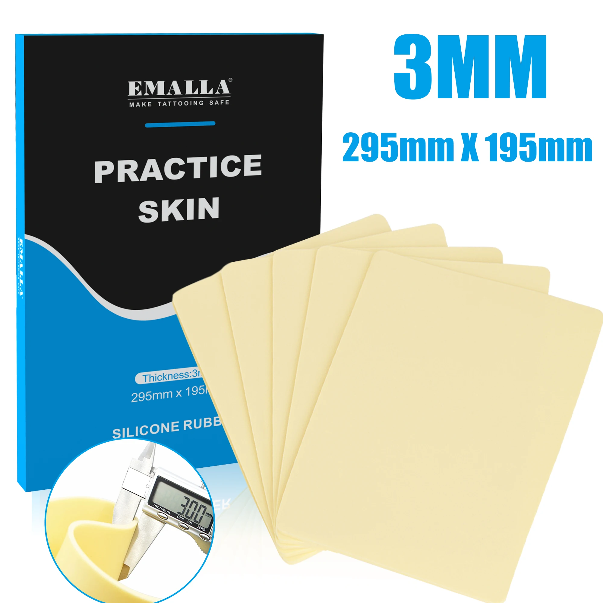 

EMALLA 3MM Large Size Tattoo Practice Skin Double Sides Blank Silicone Permanent Tattoo Fake Training Skin Accessories