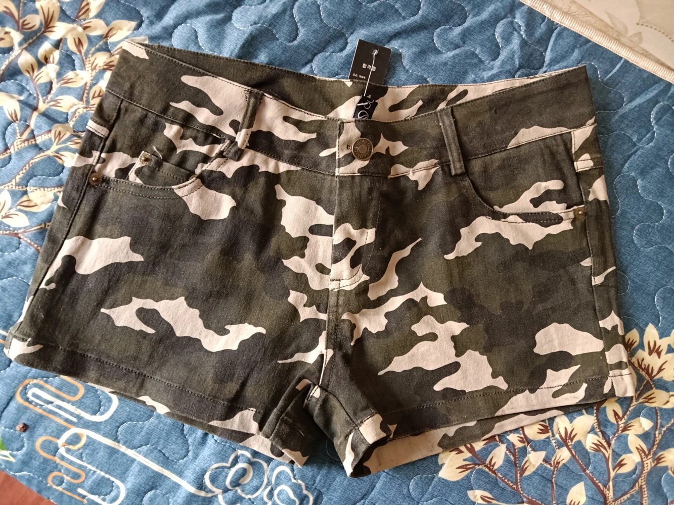 

summer fashion casual cotton stretch brand female women girls mid waist Camouflage shorts