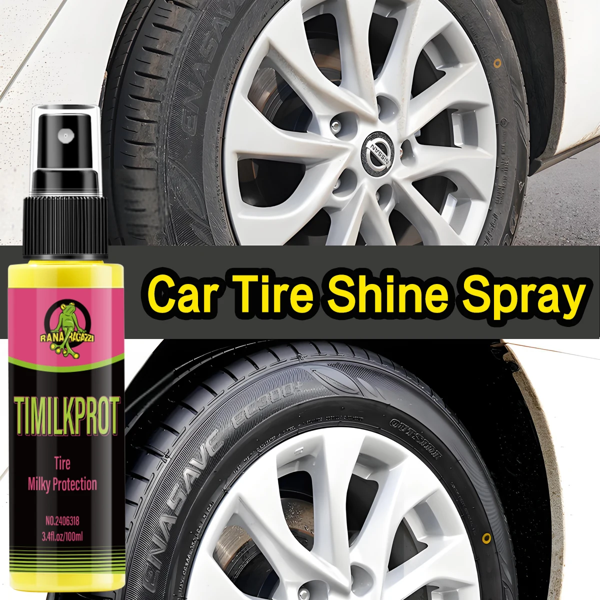 Powłoka nabłyszczająca oponę samochodową Błyszcząca plastikowa guma Środek do renowacji kół Spray Polerowanie Rozjaśniacz Powłoka ochronna TIMILKPROT